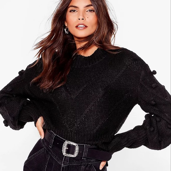 Nasty Gal Tops - Such A Baller Pom Pom Knit Sweater